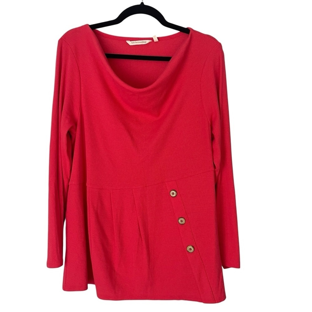 NWOT Soft Surroundings Kayla Rib Knit Cowl Neck Tunic Top Shirt